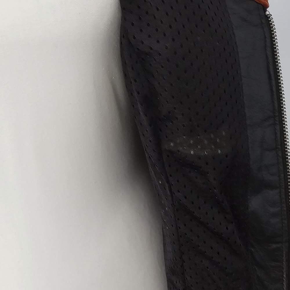 HARLEY DAVIDSON black VEST motorcycle GENUINE LEATHER pockets ZIPPER biker ORANG - Picture 12 of 15